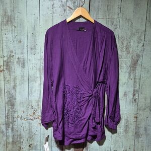 Tramp Deep Purple Embroidered Top